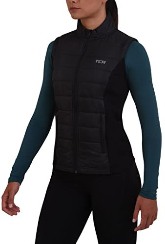 TCA Mädchen Excel Runner Leichte Thermolaufweste mit Reißverschlusstaschen - Schwarz, LY 10-12 Jahre