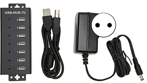 Concentrador USB de Grado Industrial, Chip de Grado Industrial Fácil Instalación Tecnología MTT Protección Múltiple HUB USB de 7 Puertos para Computadora (Enchufe de la UE)