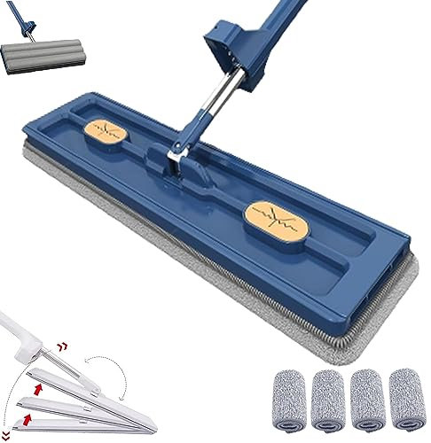 grand balai plat nouveau style,grand balai plat avec serpillière et manche en aluminium,2023 Large Flat Mop,360 Rotatable Adjustable Cleaning Mop,Wall Cleaning Mop With Long Handle,Hand Wash Free Mop