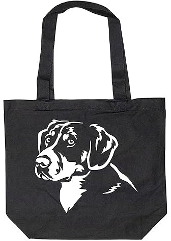 Merchandise for Fans Einkaufstasche Umhängetasche Schultertasche Baumwolltasche Shopper - schwarz - für Schule, Arbeit, Einkauf: Hund Entlebucher Sennenhund 01