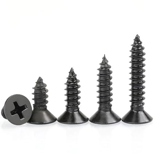 Ctongrun-Zylindrische Kopfschrauben M1,2 M 1,3 M1,4 M1,5 M1,6 M1,7 1,8 M2,2 M2,5 M2,6 Mini Senkkopf selbstschneidende Schraube Schwarzer Kohlenstoffstahl, 100 Stück, Langlebig und robust(4mm,M2.3 x100