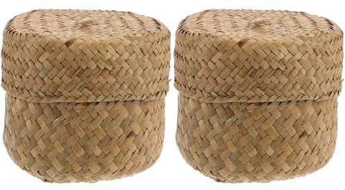 STOBAZA 2 Pièces Panier De Fleurs Panier Ventral En Jonc De Mer Panier à Linge En Jonc De Mer Panier Avec Couvercle Petits Vase Algue Bac à Fleurs Miniature