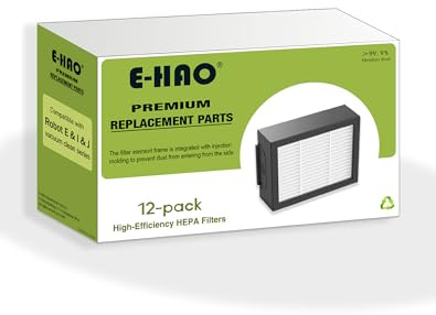 E-HAO 12 vakuum HEPA-filter reservdelar för iRobot Roomba i, J och E-seriens modeller, dammsugarfilter tillbehör för i1+/i2+/i3+/i4+/i5+/i6+/i7+/i8+/j5+/j6+/j7+/j8+/j9+/e5/e6