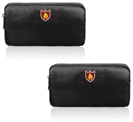 2x Feuerfeste Tasche 20x11cm, Kleine Geldtasche Geldbeutel mit Reißverschluss, Wasserdichte Feuerfeste Taschen für Wertsachen, Reisepass, Rechnungen, Bargeld, Bankeinzahlung und Schlüssel, Safezubehör