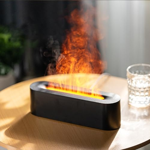 Yolispa Flammen Aroma Diffuser, Upgrade 7 Farbe Leuchtet Diffuser Ätherische Öle mit 3 Timer, Wasserlose Abschaltautomatik, Diffuser Luftbefeuchter, Humidifier für Zuhause Büro, Raumduft