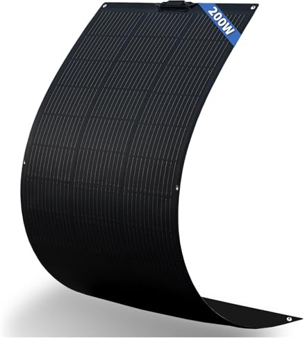 FIREFLY ENERGY Panel solar Flexible 200W, Panel Fotovoltaico Monocristalino Módulos Solares,Aislado Para Autocaravana, Caravana, Barcos, Techos, Camping,Negro