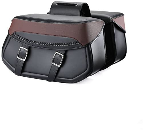 RSFIL wasserdichte Motorrad-Satteltaschen-Seiten-Werkzeugtasche Motorrad-Überwurftaschen Für Dyna-Schwarz-Braun-Taschen Gepäckträger Dekoration(Brown)