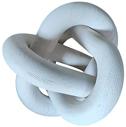 FLCPJGV Boho Madera Cadena Enlace Nudo Escultura Artesanía Fiesta Gabinete Sala de Estar, Blanco, Individual