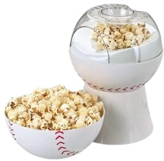 hxoity Baseball Shape Hot Air Popper Popcorn Maker Electric No Oil Popcorn Machine with Measuring Cup to Portion Popping Corn KernelsMelt Butter 2 Min Fast Making Popcorn