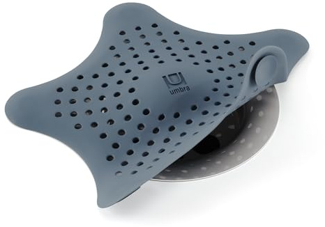 Umbra Starfish Haarfänger, Silikon, 16,5 cm Durchmesser, Schieferblau | Flexibles Design, hält Haare und Kleinteile zurück, passt auf Standardabflüsse, wasserabweisend, leicht zu reinigen
