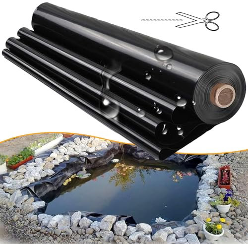 Große Fischteichfolie, undurchlässige Teichmembran für Wasserfall und Gartenbrunnen, schwarze Teichfelle Matte, Teichabdeckung, Abdeckplane für Fischteiche, Größe:13x14m