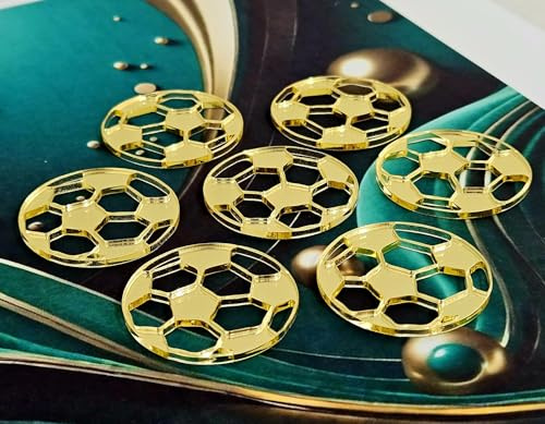 X10 Acrylic Football Ball Gold Mirror Cake Toppers Acrylic Soccer Ball Cake Toppers Decorations