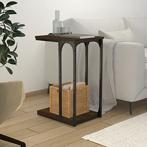 Xichuzi Beistelltisch, Kleiner Tisch, Sofatisch, Side Table, Laptop Tisch, Pflanzenhocker, Druckertisch, Telefontisch, Sofa Table, Tabletttisch, Braun Eichen-Optik 40x30x60 cm Holzwerkstoff
