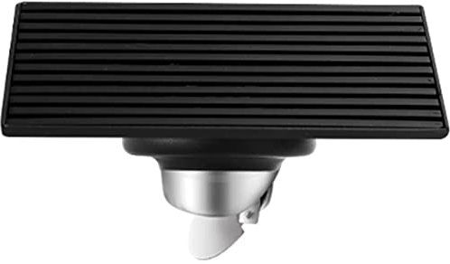 LOYKZCT Bodenablauf, quadratischer Duschbodenablauf, Badezimmer-Einsatz-Bodenablauf, mit abnehmbarem Gitterrost, SUS 304 Edelstahl schwarz plattiert, for Küche, Balkon, Garage(15 * 10cm)