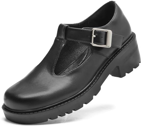 DADAWEN Women's T-Strap Mary Jane Pumps Chunky Platform Lolita Dress Shoes