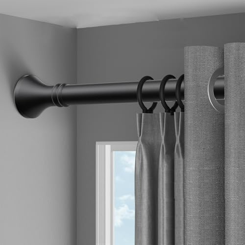 Asta telescopica per tenda da doccia, Bastoni Per Tende a Pressione Ø32mm, Bastone Estensibile con Molla in Acciaio Inox per Bagno finestre e divisorio(Nero,410-500cm)