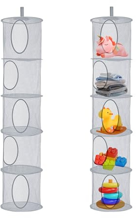 FZSECRIU 2 Stück Kuscheltier Aufbewahrung, 5 Stufe Faltbare Hängeaufbewahrung Organizer, Aufbewahrung Kinderzimmer, Zimmer deko, Hängeaufbewahrung kinderzimmer für Kinderzimmer, Badezimmer, Balkon