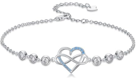 ABIGY 925 Silber Herz Knöchelkette, Unendlichkeit Fußkettchen für Damen