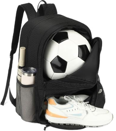 Fotbolls-volleyboll ryggsäck | Ergonomisk, vattentät och hämmande sportväska med ett skofack för sportträning och tandsessioner