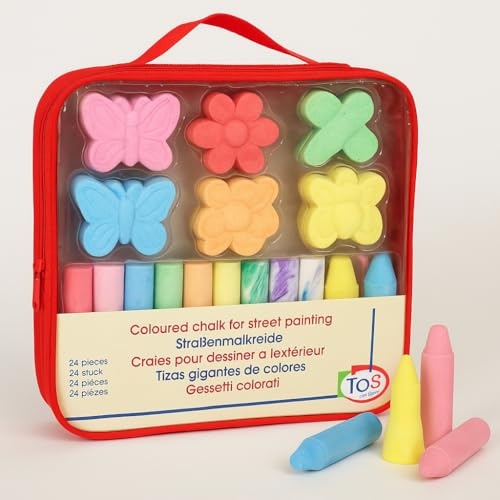 Ameisenkeks® Set di gessetti per bambini – 24 pezzi in borsa con funzione zaino – gesso gigante colorato in forme divertenti – per esterni, divertimento e giochi creativi