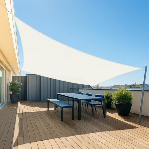 UMI Vela Ombreggiante Impermeabile 3x3,5m Rettangolare Tenda a Vela Protezione Raggi UV 98% Tenda Parasole per Esterno Giardino Terrazzo - Crema