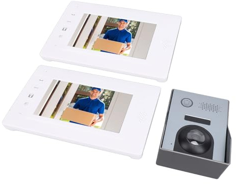Naroote Video -Tür Telephone Kit, Two Ways -intercom 6 Infrarot leds Adjustable Brightness Video Intercom System for Offices (UK Plug)