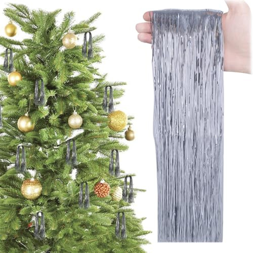 6000 Pièces Guirlande de Noël Métallisées pour Sapin de Noel Guirlandes Décorations de Noël à Suspendre en Forme de Lametta pour Christmas Tree Fête de Noel Nouvel (Argent)