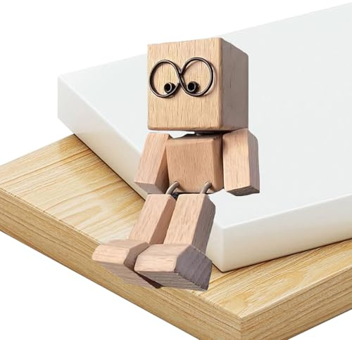 Wackelnder Holzmann, Wackelnde Holzfiguren Mit Füßen Wackelfigur Auto Schüttelnde Holzmann-Figur, Ausdrücke Schwankt,handgefertigte Actionfigur Auto-Ornament,lustige Wackelkopf Armaturenbrett-Dekors