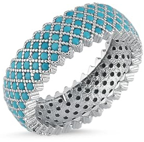 SALIA BIJOUX Bague d'éternité en Argent 925 - Ornée de nano turquoise et livrée dans son écrin - Marmara Modèle (57)