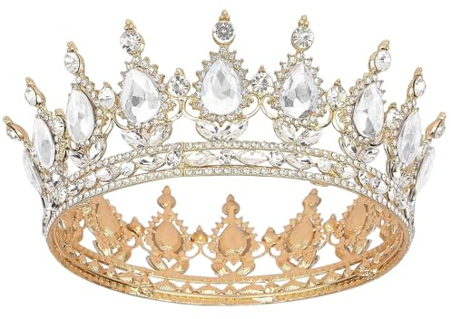 Krone Damen, Krone FüR Torte, Tiara, Diadem Gold, Brautkrone Diadem Kristall Barock Tiara Sparkly Strass Prinzessin Karneval Kopfschmuck FüR Hochzeit Prom Geburtstag Party