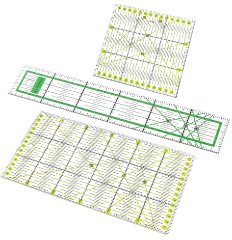 Righello patchwork, set di 3 righelli trasparenti, righello da cucito 15 x 15 cm, 15 x 30 cm, 5 x 30 cm, accessorio per trapuntatura, artigianato, progetti di tessuto, artigianato