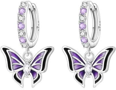 Orecchini Farfalla Viola, Minimalista Elegante Abbigliamento Quotidiano