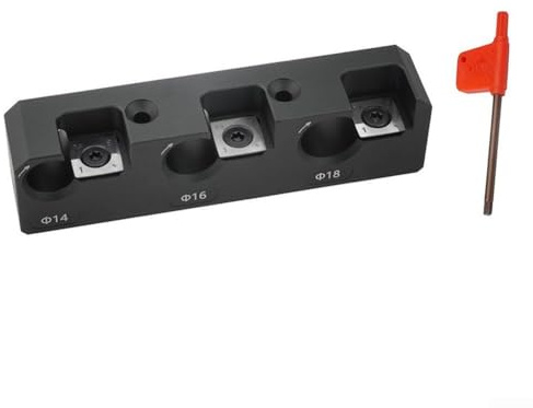 Dübelmacher-Vorrichtung mit Hartmetall-Einsatzklingen für Holzdübel 8 18 mm robuste Aluminiumlegierungsplatte geeignet für mehrere Holzarten (14–16–18 mm, 3 Klingen)