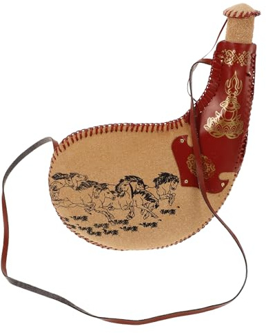 Parliky Bota en Cuir Traditionnel 30 CM Pochette à Eau Hermétique 1 PC Flasque de Stockage Liquide pour Voyage et Plein Air avec Bandoulière Porte-Bouteille Spécial Usage Randonnée et