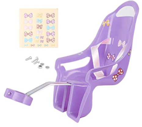 Fahrradsitz Puppe | Puppensitz für Kinderfahrrad | Lustige Puppen Fahrradsitz Hinten Kinder mit Schleifenaufklebern | Rosa Lila Puppensitz Fahrrad Träger Zubehör für Puppen, Stofftiere & Plüschtiere