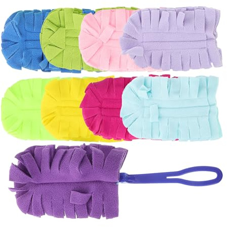 Angoily Reusable Dust Remover Refills Set 10pcs Fluffy Fleece Duster Pads for Hand Duster, Washable Dual-use Dry and Wet Cleaning Replacement Heads for Blinds, Ceiling Fans, and Furniture