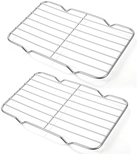 Lobaake 2 Grilles De Refroidissement Grille Pâtisserie INOX 13x21,5cm | Inox; Four, Gâteau,Desserts, Fritures; Usage domestique, Cuisine, Pâtisserie; 2 Pcs, 13x21,5cm,1.5cm Haut