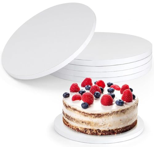 5 stycken tårtbrädor 30 cm rund, 12 mm tjock vit tårttallrik, återanvändbar kaka trumma, tårtunderlägg för 20 – 11 tum tårtor och desserter