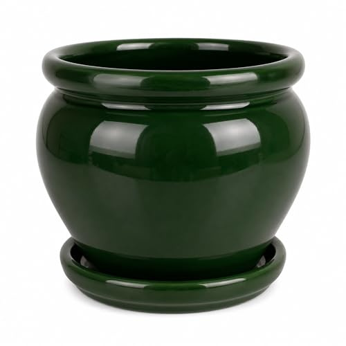 Maceta Coco cerámica Verde Botella 23 cm, macetero Decorativo para Plantas Interior Exterior terraza jardín