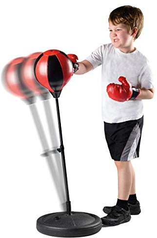 Toyrific | Punch Bag with Gloves, Adjustable Boxing Set with Stand and Punching Ball, Freestanding for Kids Boys, Girls and Beginners