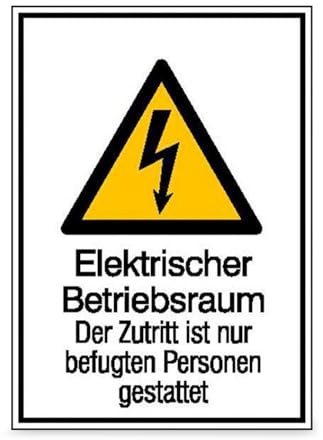 Betriebsausstattung24 Warn-Kombischild „Elektrischer Betriebsraum - Der Zutritt ist nur befugten Personen gestattet“ - Sicherheitsschild/Warnschild - Betriebssicherheit - Aluminium, 26,2 x 37,1 cm