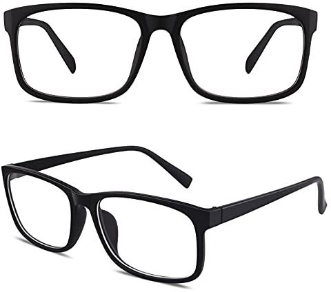 CGID Fake Glasses Clear Lens Non-Prescription Retro Rectangular Frame UV400 Protection Men Women CN12