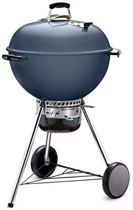 Weber Master-Touch Charcoal Grill, 22-Inch, Slate Blue – Premium Outdoor BBQ Grill with Tuck-Away Lid Holder & One‑Touch™ Cleaning System, Porcelain‑Enameled Kettle