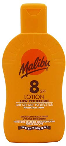 Malibu Low Protection Water Resistant Vitamin Enriched SPF 8 Sun-Screen Lotion Spray with Shea Butter Extract, 200ml