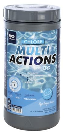 EDG Chlore Multi Actions Piscine - Galets 250g - Pot 1kg - Chlore Multi Fonctions Piscine Longue Durée - EDG by AQUALUX International