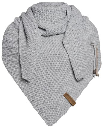 KNIT FACTORY - Dreiecksschal Coco - Damen Strickschal mit Wolle - Umschlagtuch für den Herbst und Winter - Winterschal - Dreieckstuch - Hochwertige Qualität - XXL Schal - 190 x 85 cm - Grau