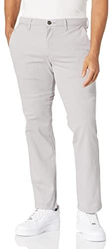 Amazon Essentials Pantalones Chinos Informales, Elásticos de Corte Ajustado para Todo el Día Hombre , Gris, 34W / 32L