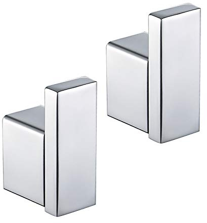 TURS 2 Pack Towel/Robe Hook Clothes Hook for Bathroom Kitchen Garage Heavy Duty Stylish Hotel SUS 304 Stainless Steel Wall Mount, Polished Finish, (Hook)