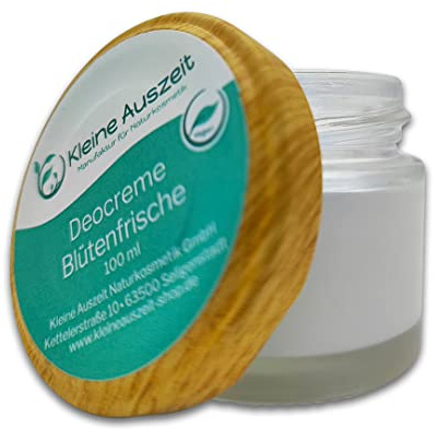 Kleine Auszeit Manufaktur, Deocreme Blütenfrische, hochwirksam ohne Aluminiumsalze oder Alkohol, vegan, palmölfrei und plastikfrei, 100 ml