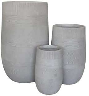 milani home - set di 3 vasi per piante in fibra sintetica effetto resina, beige, per interno esterno giardino e terrazzo